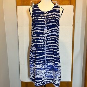 Saint Tropez West Women's Size 6 Zip Back Sleeveless Shift Dress Blue White